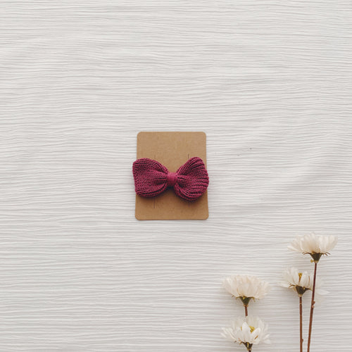 Knitted Hair Bows - Berry